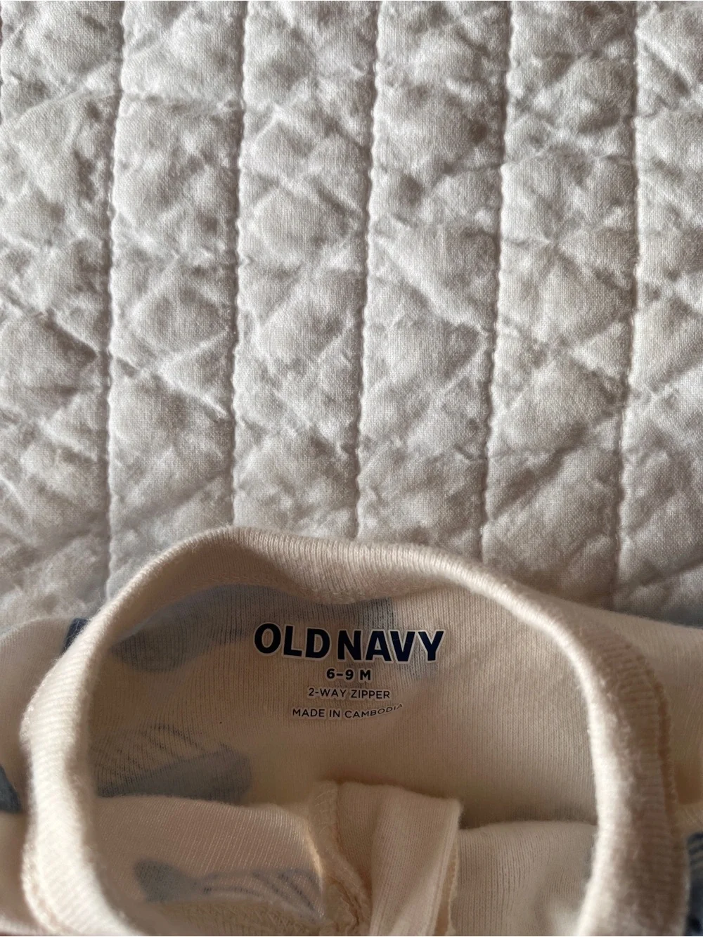 Old Navy Cream and Blue Whale Print Baby One-Piece Pajamas